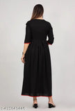 Black embroidered maternity kurti with lace trim