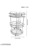 Stainless steel multipurpose kitchen storage corner rack, with 3 adjustable shelves, silver finish
