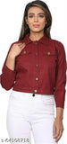 3/4th Sleeve Self Design Women Denim Jacket