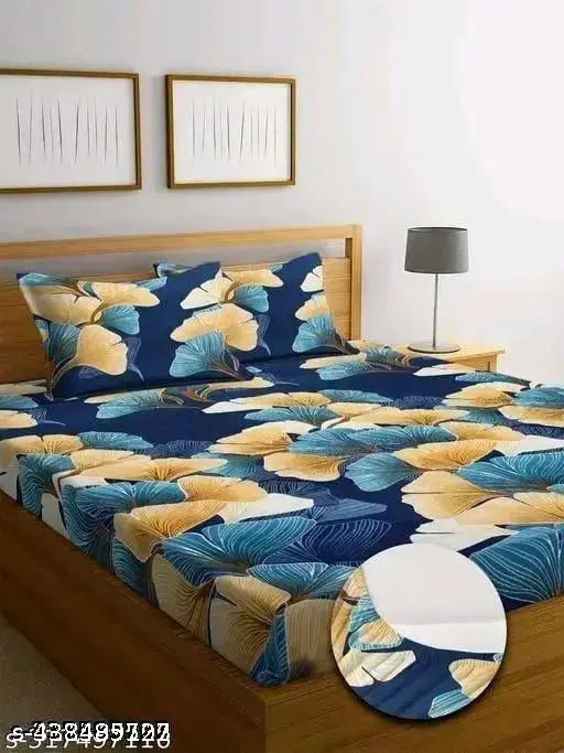 Cotton floral double bedsheet set with 2 pillow covers, superfine quality from GEIVA, inspired by Indian cultural heritage
