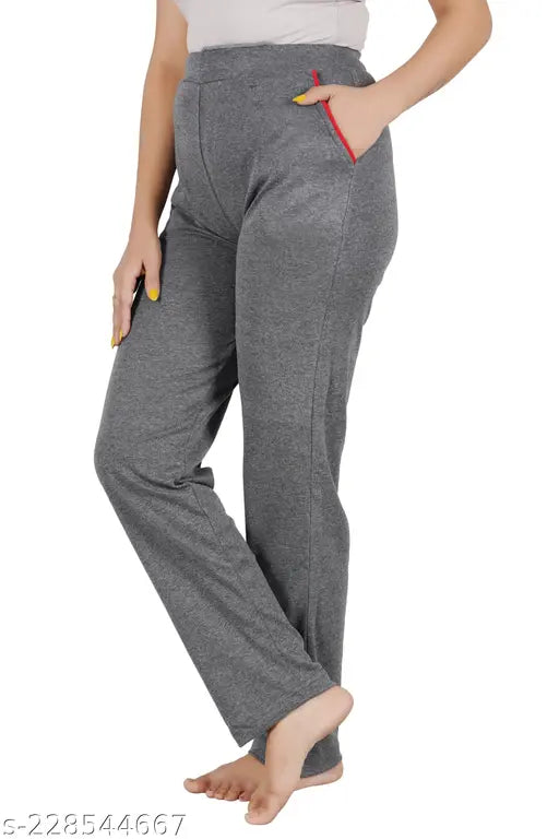Grey cotton women's pyjamas with side pockets