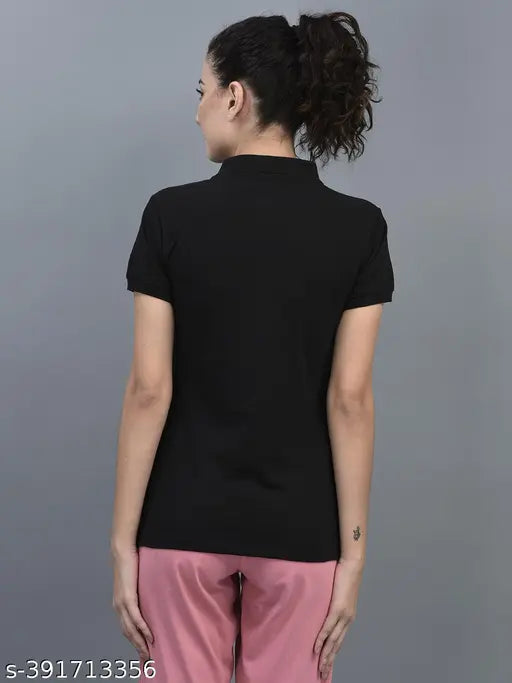 Orange cotton blend polo t-shirts pack of 3 - upgrade your athleisure wardrobe with Dollar Women's solid tees