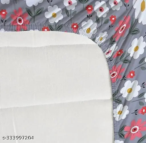 Glace cotton floral fitted double bedsheet (72x78 inches with 6-inch mattress), ideal for summer, comes with 2 pillow covers in a package from Nyra Home Fabrics