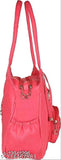 Red leather crossbody handbag with two adjustable straps and a large zipper closure