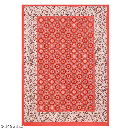Navratri white, decorative printed cotton single bedsheet (144 thread count), Indian origin