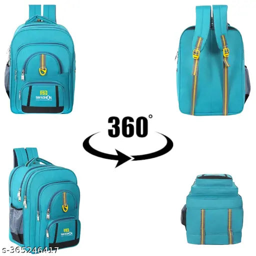 Blue polyester net unisex school bag combo (75L) with tiffin and stationary, ideal for 5-10 class students