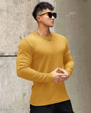 Men's cotton blend long sleeves solid Popcorn Stylist T-shirt, India-made