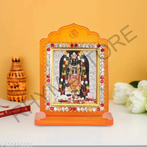 Ram Lalla AYODHYA Frame - Indian art showpiece decor sculpture for car dashboard, office table, or home mandir. Idol statue of Lord Rama, revered deity in Hinduism