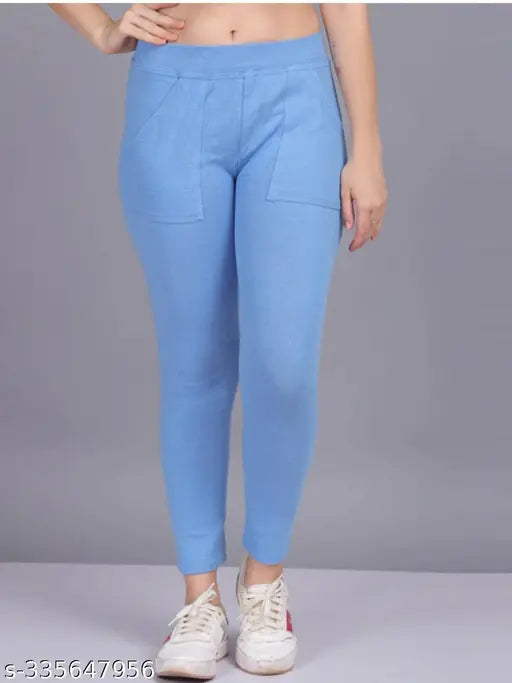 Solid Lycra women's jeggings combo, smooth and durable. Wide elastic waistband for comfortable fit. Sizes: 26-XXL. Made in India