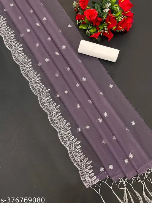 Trendy super net saree with embroidered blouse piece, beautiful zari embroidery work on display, Indian wedding attire in free size (5.5m saree, 0.8m blouse)