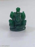 Green quartz crystal Ganpati idol, 16mmx20mmx30mm, natural gemstone figurine from India