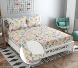 Soft cotton blend Mickey Mouse-themed premium fitted King Size bedsheet with 2 pillow covers, ideal for summer, lightweight & easy to wash