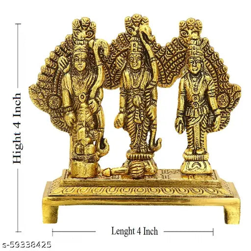 Oxide Metal Shri Ram Darbar with Hanuman Ji - Indian home temple idol for improved domestic harmony (10x10x4cm)