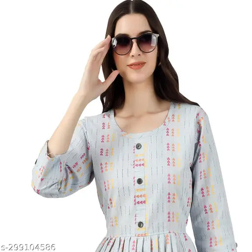 Cotton blend striped designer frock for girls, casual three-quarter sleeve dress with dori back detail, daily wear, India origin