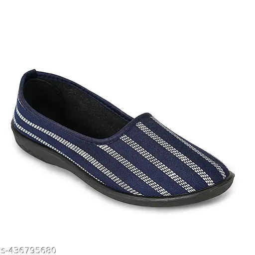 Striped canvas slip-on bellies (IND-5 to IND-8) - AKTS Latest Collection, comfortable and fashionable women's and girls' footwear