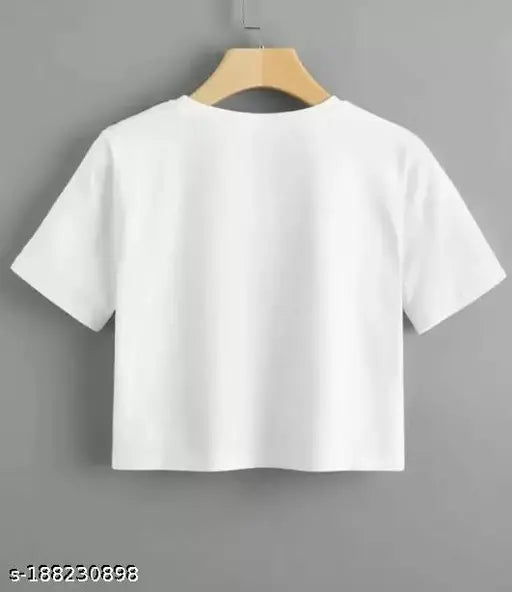 White cotton crop top - breezy, printed summer essential for women
