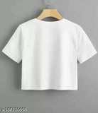 White cotton crop top - breezy, printed summer essential for women