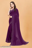Purple georgette saree with intricate diamond detailing, traditional design for party wear and weddings
