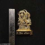 Metal Shiv Parivar car dashboard idol, 7cm x 12cm, Indian temple home decor