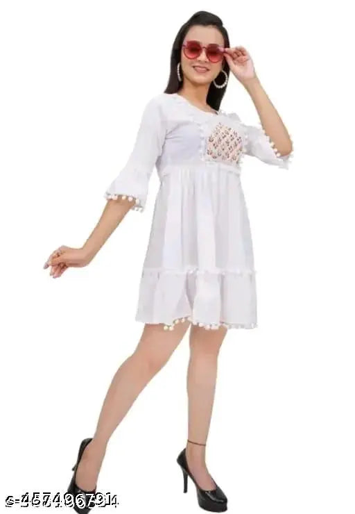 Cotton blend printed net dresses for girls aged 1-15 years, elegant and flawsome design