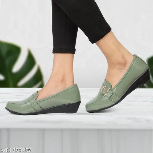 Patent leather Aadvit women's solid belly slip-ons, comfortable fashion, sizes IND-3 to IND-8 (India)