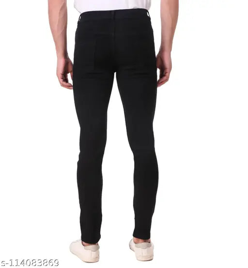 Denim Man Jean, dark wash mid-rise with solid print, 5-pocket design from VYESH. Size 28 (28in waist, 40in length), Made in India
