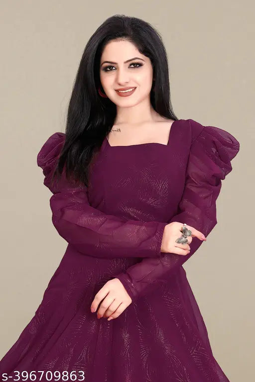 Georgette printed kurti for women, solid combo, three-quarter sleeves. Georgette paper-kurti-black with long sleeves. Indian fashion, under 299