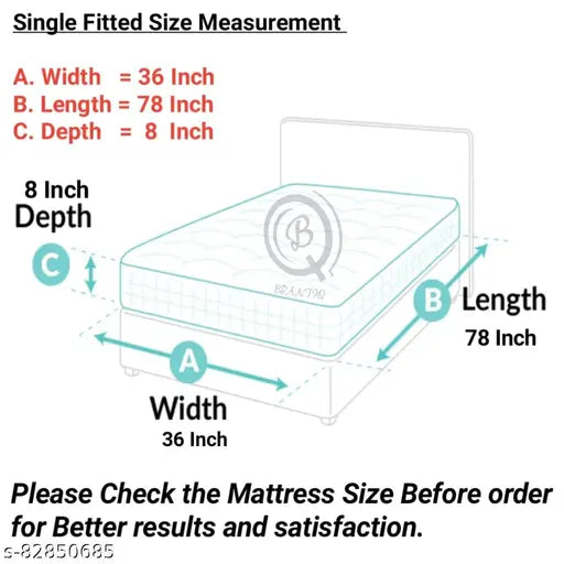 White Glace Cotton single bed sheet with pillow cover, 36x78, 3D printed design, ideal for summer, polycotton blend