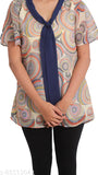Plus size tie neck chiffon top, printed net summer fashion for women, perfect for plus size ladies in India