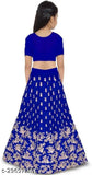 Lightblue satin lehenga-choli set for kid girls, embellished with intricate stitching and net dupatta, traditional Indian fashion from NIBKA Fashion for parties and occasions