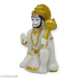 White resin Hanuman Ji statue, intricately crafted for car dashboard and home decor, symbolizing devotion and purity