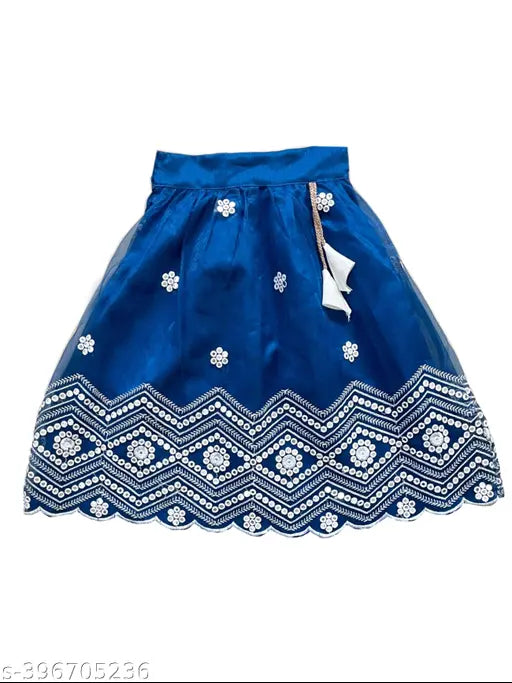 Handcrafted Indian Center Daman Butti Lehenga in vibrant colors, featuring embroidery and sequins on cotton fabric. Sleeveless design with super net dupatta. Perfect for 6-8 year old girls