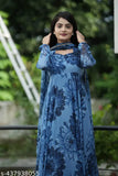 Stylish Georgette Gown, printed trendy design for women. Long-sleeved, digital print, full length, India origin