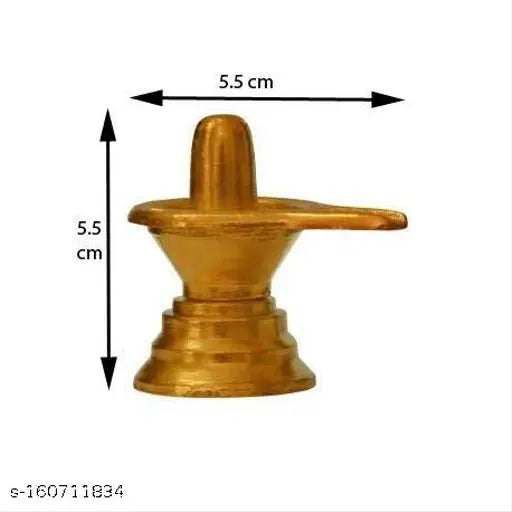 Gold metal handmade Shivling idol statue for home decor gifts, antique items, pooja accessories - decorative showpiece for home/office/car dashboard (5.5x5.5 cm)