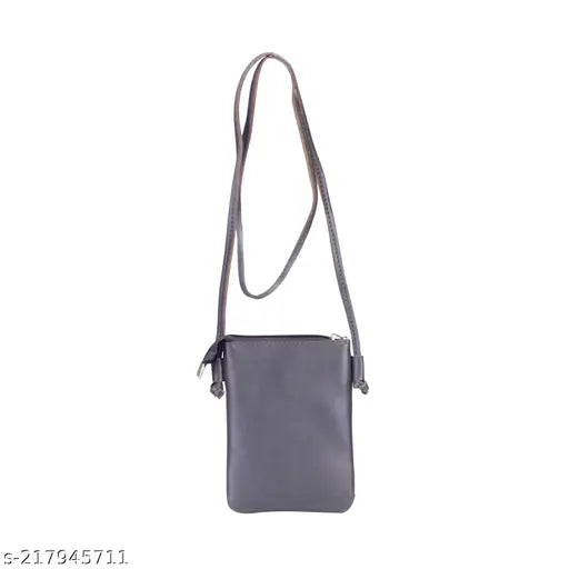 Gray canvas combo mobile pouch with a flap closure, multiple card slots