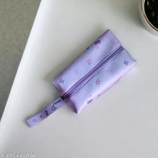 Purple Sanrio Kuromi makeup pouch with zip closure and pocket, for women's cosmetic kit storage organizer, travel vanity grooming make up bag