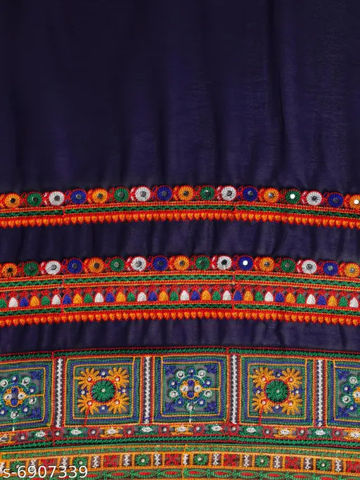 Serona Fabrics Georgette Kutchi embroidered saree with intricate work and border designs, available in various colors