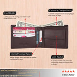 Brown genuine leather RFID wallet with pen & keychain combo set (3 card slots), hand-stitched for a premium look and feel, perfect for formal occasions