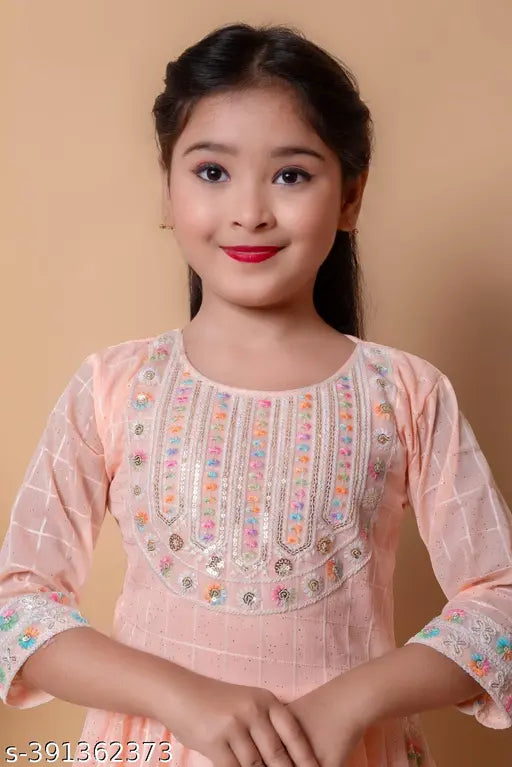baby Naira Setss cotton blend top pant for girls, floor length straight design with three-quarter sleeves. Indian traditional clothing for young girls, various sizes available