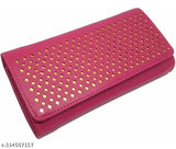 Pink leather purse with gold embroidery