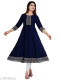Dark blue kameez with embroidered border