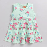 Cotton floral print dress with shrug for girls 6-18 months, India-made, playful design for family events