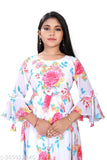 Cotton blend printed party gown with dupatta for girls 12 years, children's formal wear with three-quarter sleeves