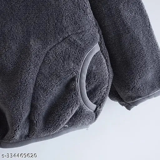 Polyester blend MOMISY baby sweater, front open cardigan for 6-12 months, solid color with long sleeves and high neck