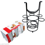 Black metal tiered serving tray, clear acrylic glasses and shot glasses in packaging