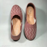 Peach mesh Punjabi juti slip-on women's shoe, Indian footwear on display