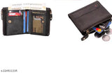 Black multi chain 2 fold leather wallet with multiple card slots, solid black design for everyday minimalism, compact and easy access, 100% genuine leather, ideal gift for weddings, parties, birthdays, Diwali, Eid, or any occasion, Made in India