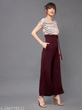 Maroon embellished polyester jumpsuit by Miss Chase, short sleeves, front slit, fringed detail, country of origin: India