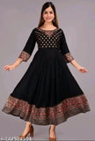 Black embroidered Anarkali kurti with flared bottom