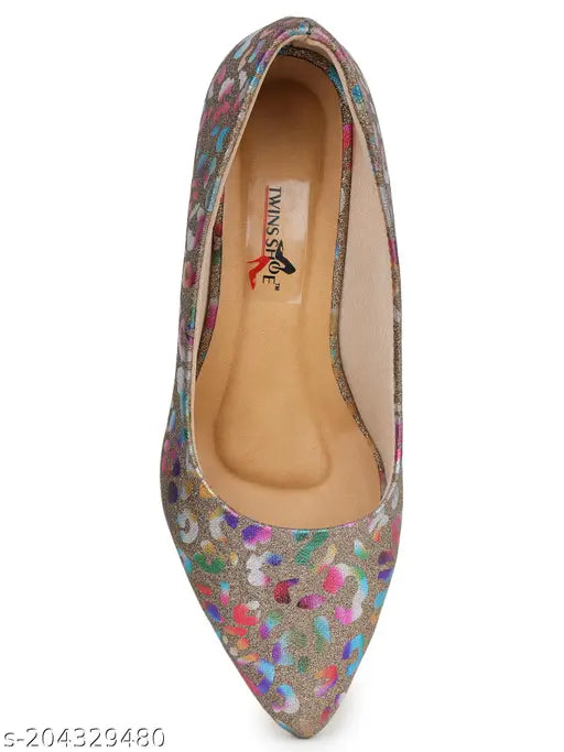Synthetic slip-on printed bellies shoes for girls, comfortable and durable Women's ballerinas